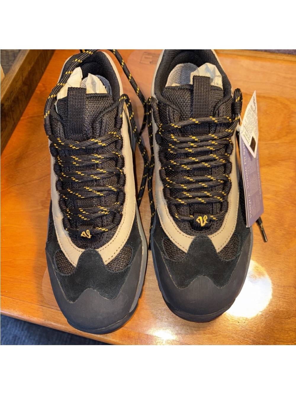 Vasque Men's Black and Tan Hiking Shoes with Yellow Accents-Brand New